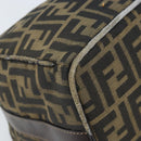 FENDI Zucca Canvas Vanity Hand Bag Black Brown gold Auth fm5114-16