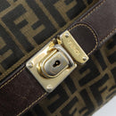 FENDI Zucca Canvas Vanity Hand Bag Black Brown gold Auth fm5114-17