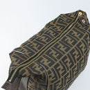 FENDI Zucca Canvas Vanity Hand Bag Black Brown gold Auth fm5114-9