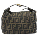 FENDI Zucca Canvas Vanity Hand Bag Black Brown gold Auth fm5114-13