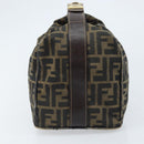 FENDI Zucca Canvas Vanity Hand Bag Black Brown gold Auth fm5114-3
