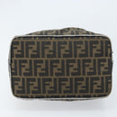 FENDI Zucca Canvas Vanity Hand Bag Black Brown gold Auth fm5114-5