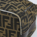 FENDI Zucca Canvas Vanity Hand Bag Black Brown gold Auth fm5114-8