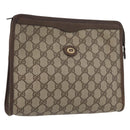 GUCCI GG Supreme Clutch Bag PVC Beige Gold 156 01 061 Auth fm5115-1