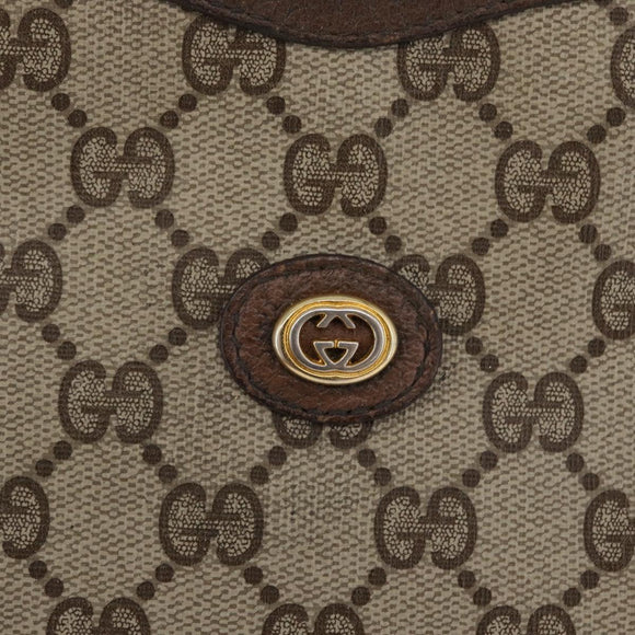 GUCCI GG Supreme Clutch Bag PVC Beige Gold 156 01 061 Auth fm5115