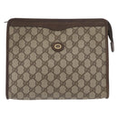 GUCCI GG Supreme Clutch Bag PVC Beige Gold 156 01 061 Auth fm5115-2