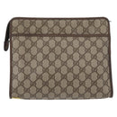 GUCCI GG Supreme Clutch Bag PVC Beige Gold 156 01 061 Auth fm5115-3