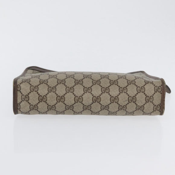 GUCCI GG Supreme Clutch Bag PVC Beige Gold 156 01 061 Auth fm5115