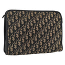 Christian Dior Trotter Canvas Clutch Bag Navy Silver Auth fm5120-1