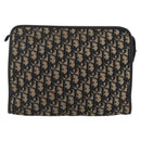 Christian Dior Trotter Canvas Clutch Bag Navy Silver Auth fm5120-14