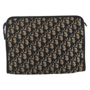 Christian Dior Trotter Canvas Clutch Bag Navy Silver Auth fm5120-2