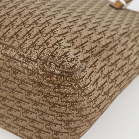 Christian Dior Trotter Canvas Tote Bag Beige Silver Auth fm5121