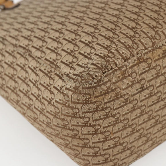 Christian Dior Trotter Canvas Tote Bag Beige Silver Auth fm5121