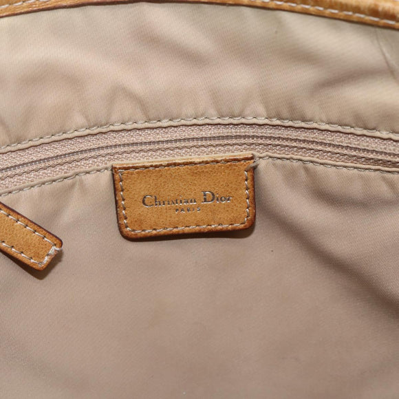 Christian Dior Trotter Canvas Tote Bag Beige Silver Auth fm5121