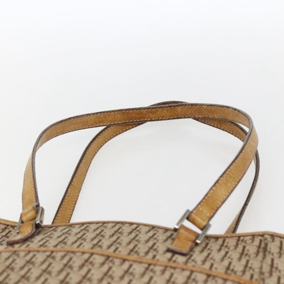 Christian Dior Trotter Canvas Tote Bag Beige Silver Auth fm5121