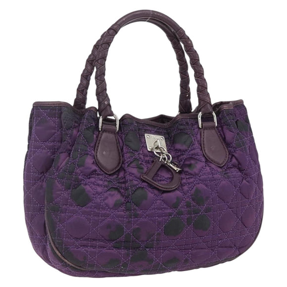 Christian Dior Canage Hand Bag Nylon Purple Silver Auth fm5125