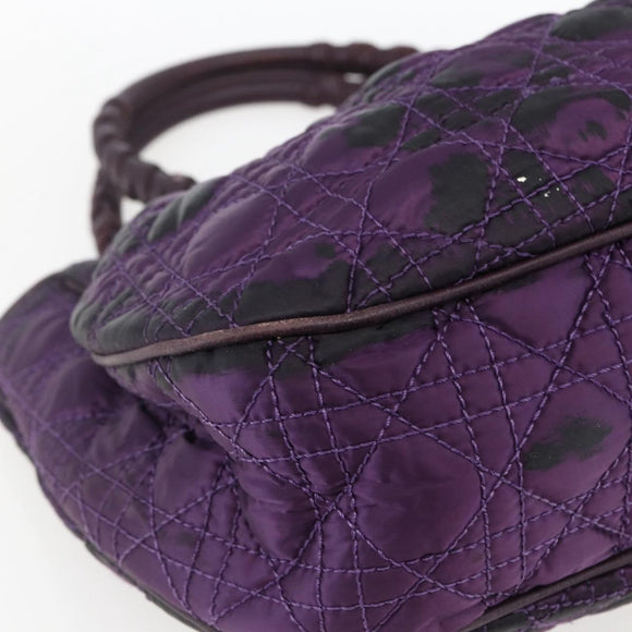 Christian Dior Canage Hand Bag Nylon Purple Silver Auth fm5125
