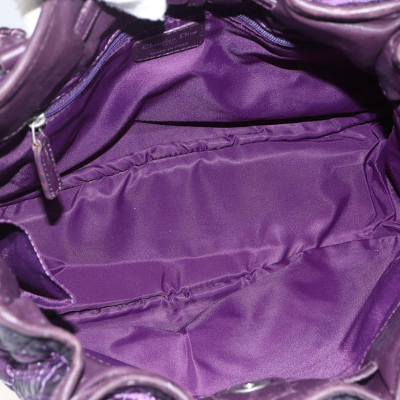 Christian Dior Canage Hand Bag Nylon Purple Silver Auth fm5125