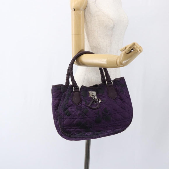 Christian Dior Canage Hand Bag Nylon Purple Silver Auth fm5125