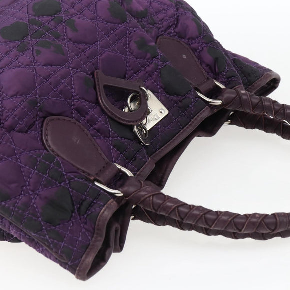 Christian Dior Canage Hand Bag Nylon Purple Silver Auth fm5125