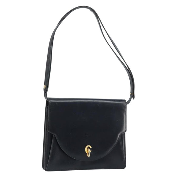 Christian Dior Shoulder Bag Leather Black Gold Auth fm5126