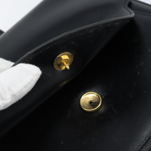 Christian Dior Shoulder Bag Leather Black Gold Auth fm5126