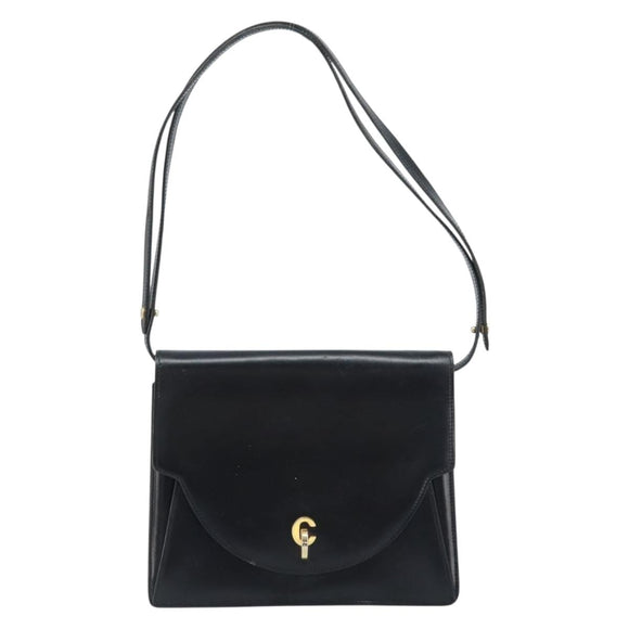 Christian Dior Shoulder Bag Leather Black Gold Auth fm5126