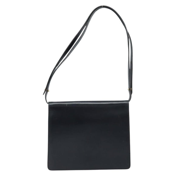 Christian Dior Shoulder Bag Leather Black Gold Auth fm5126