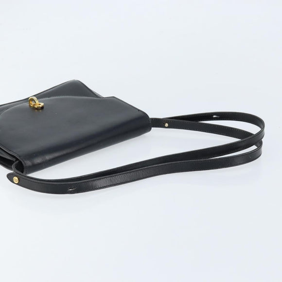 Christian Dior Shoulder Bag Leather Black Gold Auth fm5126