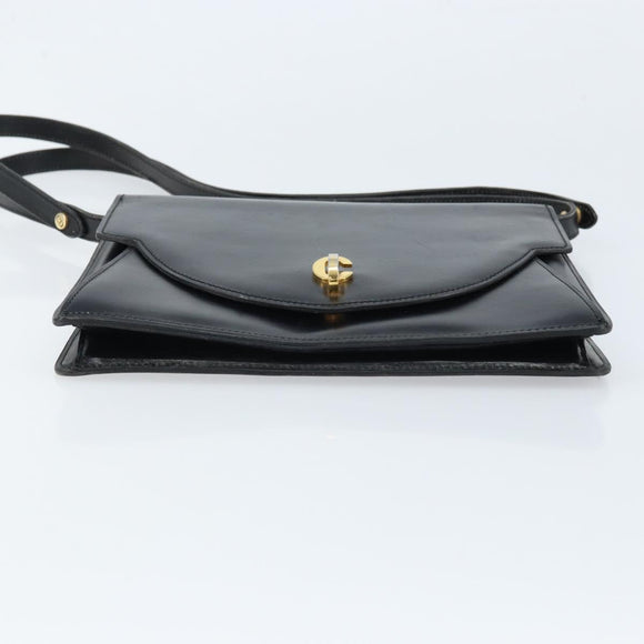 Christian Dior Shoulder Bag Leather Black Gold Auth fm5126