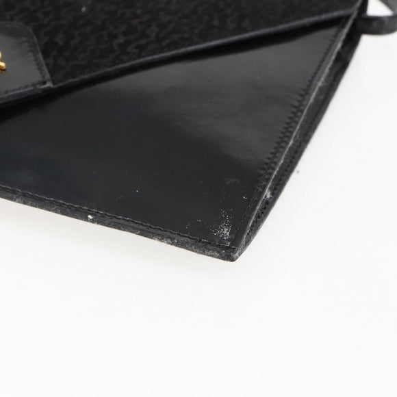 Christian Dior Shoulder Bag Leather Black Gold Auth fm5127