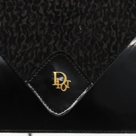 Christian Dior Shoulder Bag Leather Black Gold Auth fm5127