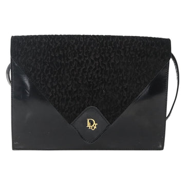 Christian Dior Shoulder Bag Leather Black Gold Auth fm5127 - 0
