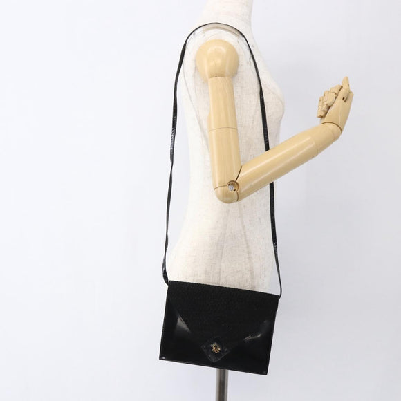 Christian Dior Shoulder Bag Leather Black Gold Auth fm5127