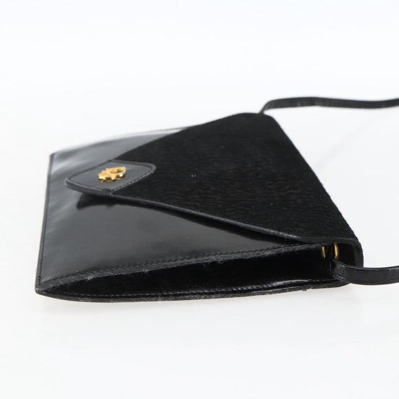 Christian Dior Shoulder Bag Leather Black Gold Auth fm5127