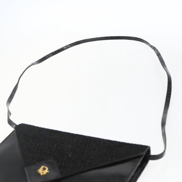 Christian Dior Shoulder Bag Leather Black Gold Auth fm5127