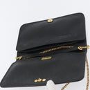 Christian Dior Chain Shoulder Bag Leather Black Gold Auth fm5129-11