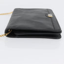Christian Dior Chain Shoulder Bag Leather Black Gold Auth fm5129-4