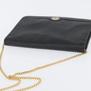 Christian Dior Chain Shoulder Bag Leather Black Gold Auth fm5129-6