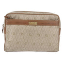 Christian Dior Honeycomb Canvas Clutch Bag PVC Beige Gold Auth fm5130-2