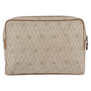 Christian Dior Honeycomb Canvas Clutch Bag PVC Beige Gold Auth fm5130-3