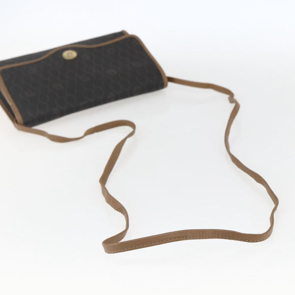 Christian Dior Honeycomb Canvas Shoulder Bag PVC Black Gold Auth fm5132