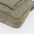 PRADA Shoulder Bag Nylon Leather Beige Gold Auth fm5136-14