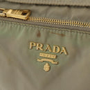 PRADA Shoulder Bag Nylon Leather Beige Gold Auth fm5136-17