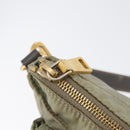 PRADA Shoulder Bag Nylon Leather Beige Gold Auth fm5136-10