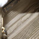 PRADA Shoulder Bag Nylon Leather Beige Gold Auth fm5136-11