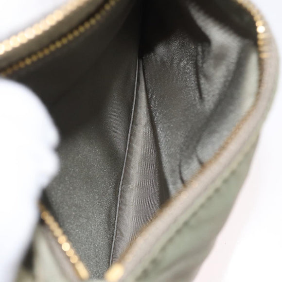 PRADA Shoulder Bag Nylon Leather Beige Gold Auth fm5136