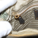 PRADA Shoulder Bag Nylon Leather Beige Gold Auth fm5136-23
