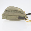 PRADA Shoulder Bag Nylon Leather Beige Gold Auth fm5136-3