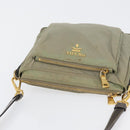 PRADA Shoulder Bag Nylon Leather Beige Gold Auth fm5136-6